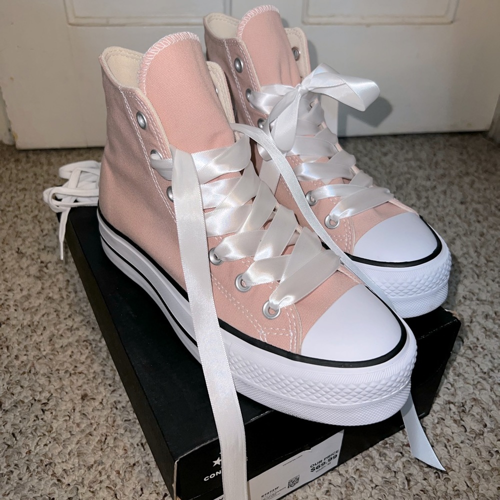 Converse platform high tops blush pink women 8
